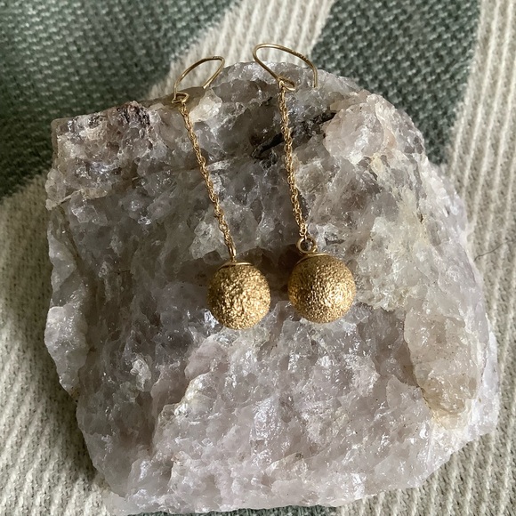 14K JJT Yellow gold drop earrings, pre-owned - Picture 2 of 6